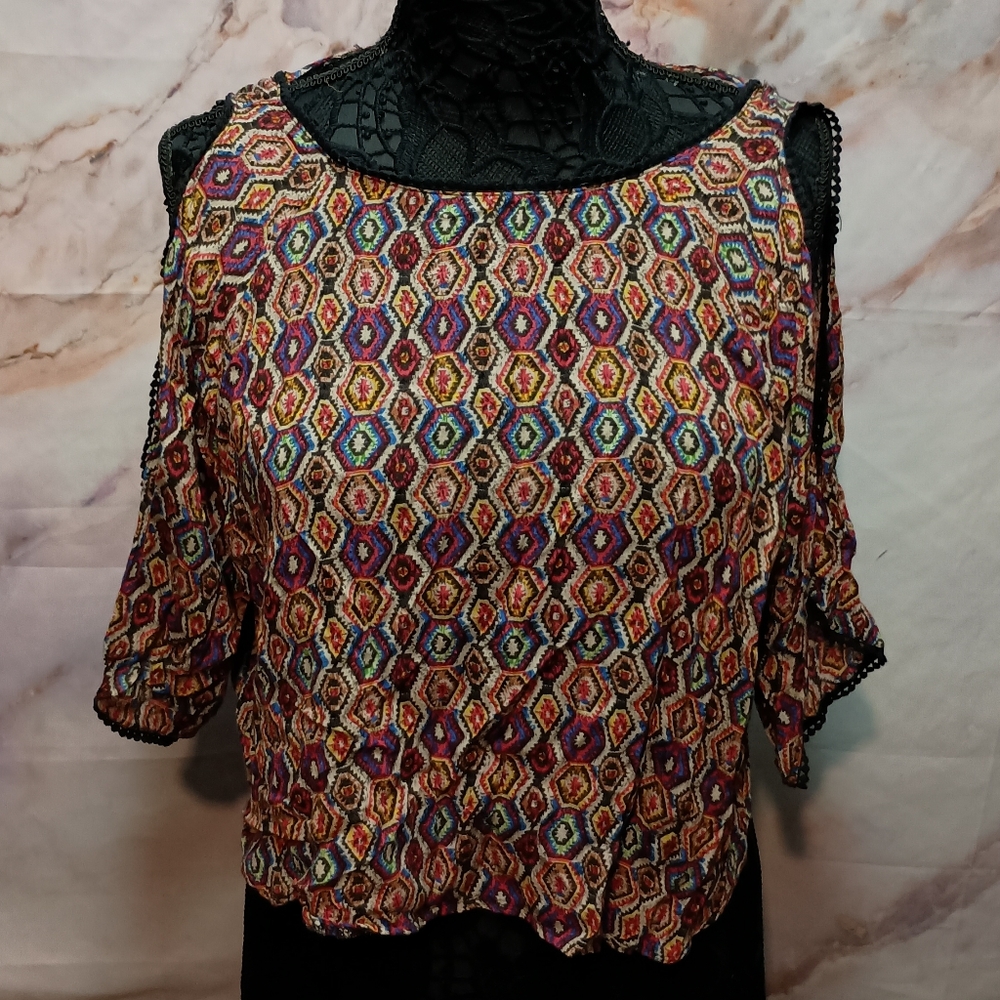 Elodie Boho Flowy Open Back & Open Shoulder Blouse